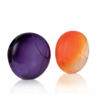 Distinguished Wave Murano Glass Disko Murano vase set with vibrant orange hues and glossy hand-blown glass construction