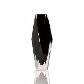 Elegant Wave Murano Glass Gotham vase crafted in clear-to-black glass with a polished finish for maximized light reflection