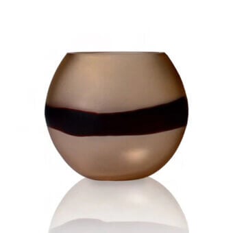 Superior Wave Murano Glass Marea vase handcrafted in brownish-amber glass with a darker encircling band