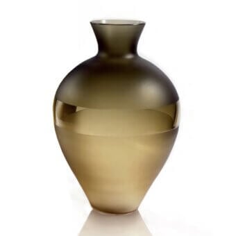 Luxury Wave Murano Glass Otre vase crafted in translucent tones transitioning to earthy brown and gold with reflective glass accents