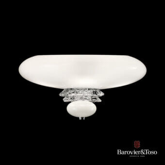 Distinguished Barovier&Toso Anversa wall lamp with Venetian crystal and matte white diffuser crafted in silver-tone metal mounting