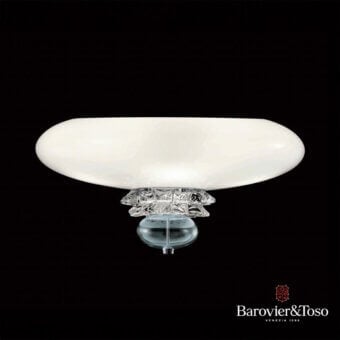 Refined Barovier&Toso Anversa wall lamp crafted in Venetian crystal and opaque white glass with polished metallic accents
