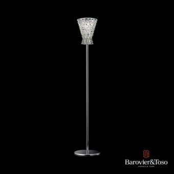 Distinguished Barovier&Toso Ercole floor lamp with slender silver metal and faceted clear glass, crafted with a polished finish