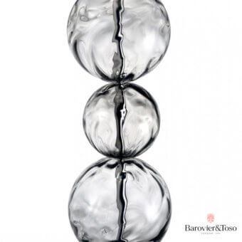 Superior Barovier&Toso Marta suspension lamp crafted in clear hand-blown Venetian crystal with dark gray cylindrical connectors and glossy finish