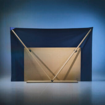 Superior Bolzan Letti Backdrop headboard built in layered birch plywood with dark navy textile and fine oil finish