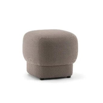 Distinguished Bross Velia ottoman with textured taupe textile upholstery and a subtle woven matte finish