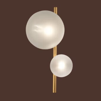 Superior Euroluce Bubbles wall lamp with frosted glass shades and a polished brass-toned metal support
