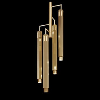 Exceptional Euroluce Castel suspension lamp crafted from polished metal with a warm gold finish creating reflected light