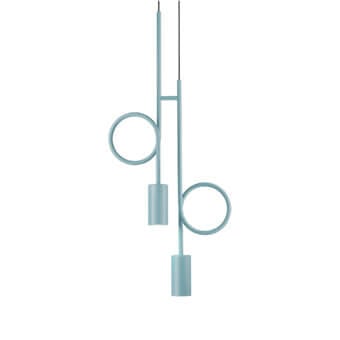Distinguished Euroluce Dopamine suspension lamp crafted in pastel blue-green metal with a smooth matte finish