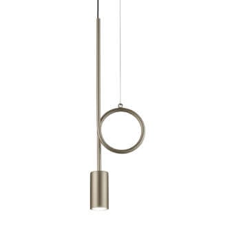 Superior Euroluce Dopamine suspension lamp crafted in metal with warm gray metallic finish and interconnected cylindrical forms