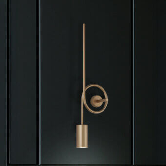Elegant Euroluce Dopamine wall lamp crafted in metal with a warm muted gold satin finish