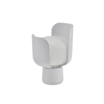 Superior FontanaArte Blom table lamp with painted aluminum, polycarbonate petals and a milk-white polyethylene diffuser in neutral gray