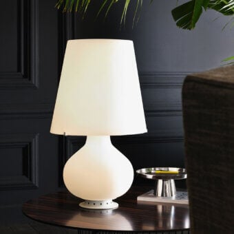 Distinguished FontanaArte Fontana 1853 lamp crafted in off-white synthetic material with a smooth matte finish