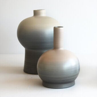 Distinguished Rina Menardi Royal vase crafted from baked clay with a smooth matte gradient finish