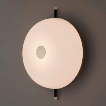 Distinguished Sicis Amaretto wall lamp crafted in metal with delicate blown glass and polished champagne finish