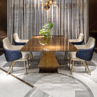 Exceptional Sicis Diamante table crafted from Vetrite with warm medium-toned brown finish and faceted geometric base