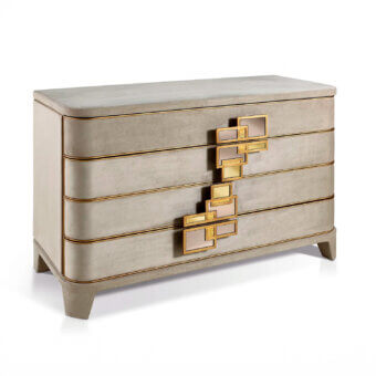 Superior Sicis Don Giovanni dresser in sumptuous Nabuk textile with refined metal profiles and coated detailing