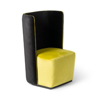 Captivating Sicis Paradise armchair with vibrant ‘Edward Orchid’ fabric and elegant ‘Edward Black’ sides built with solid timber frame