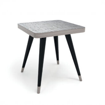 Superior Sicis Peggy Square side & coffee table with light gray textured tabletop and dark lacquered wood legs finished with coated lacquer