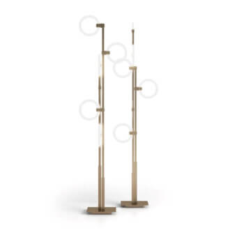 Distinguished Sicis Polo floor lamp crafted in metal with interconnected rings and champagne finish