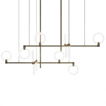 Superior Sicis Polo suspension lamp crafted in metal with transparent methacrylate decorative rings and dark bronze finish