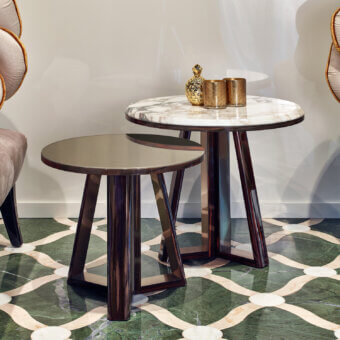 Elegant Sicis Ray coffee table with ebony structure and Calacatta Gold marble top crafted in Italy