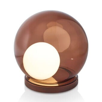 Exceptional Sicis Rigel table lamp with luminous blown glass spheres and glossy bronzed metal structure