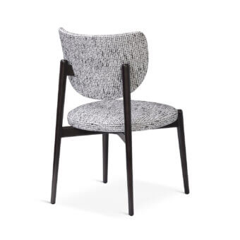 Superior Sicis Thea chair crafted from solid wood with a dark satin finish and upholstered in white dark gray textile