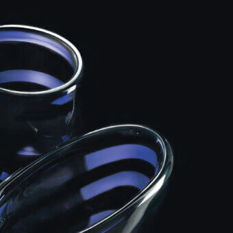 Distinguished Wave Murano Glass Domingo vase set handcrafted in saturated blue glass with glossy finish