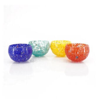 Exceptional Wave Murano Glass Go.To Murano bowl handcrafted in sea green glass with dazzling speckled murrine