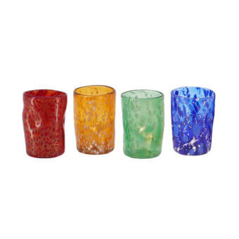 Exceptional Wave Murano Glass Go.To Murano tumbler crafted in Italy with vibrant blue glass and either 24k gold or pure silver leaf