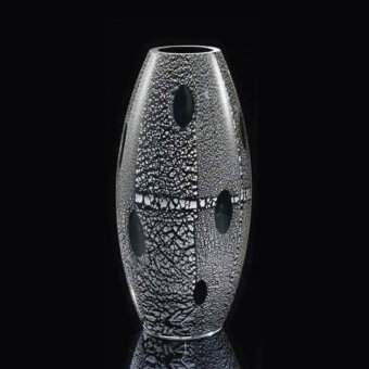 Superior Wave Murano Glass Iside & Osiride vase with textured surface and 24k gold or silver leaf detailing