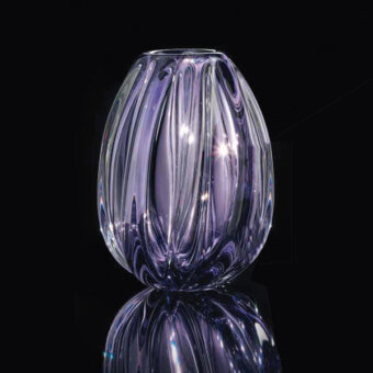 Distinguished Wave Murano Glass Salemi vase crafted in captivating lavender Murano glass with rigadin and marbled tones