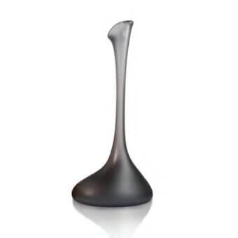 Exceptional Wave Murano Glass Tamarindo vase crafted in dark gray Murano glass with a sandblasted finish