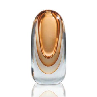 Superior Wave Murano Glass vanity vase handcrafted in luminous Murano glass with amber core and glossy finish
