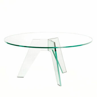 Exceptional Glas Italia Crystal table crafted in transparent glass with a mirror-polished stainless steel base and UV bonded finish