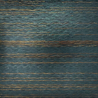 Textured surface with horizontal gold lines on a teal background, displaying an undulating, organic pattern and granular texture.
