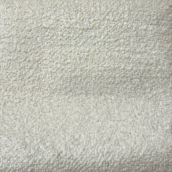 Off-white looped fabric texture with a short, dense pile and subtle tonal variations creating a uniform, granular, plush surface.