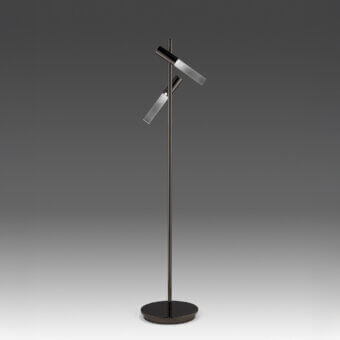 Exclusive Euroluce Linea floor lamp with sleek metal build and adjustable light heads in muted bronze finish