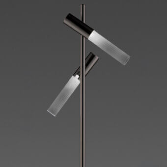 Distinguished Euroluce Linea floor lamp with balanced form crafted in metal and frosted glass with muted gray-black finish