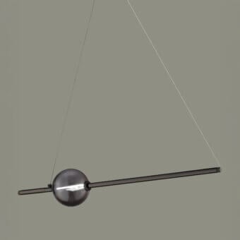 Distinguished Euroluce Mikado Horizon suspension lamp crafted in linear metalwork with subtly smoked glass and matte dark gray finish