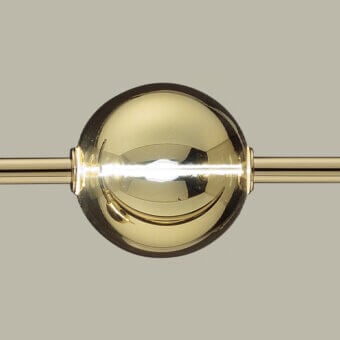 Captivating Euroluce Mikado Horizon suspension lamp crafted in polished metal with a warm gold finish and spherical silhouette