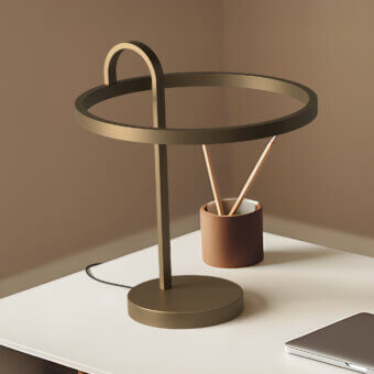 Captivating Euroluce Nido table lamp crafted in olive green metal with a matte finish and dynamic white LED strip