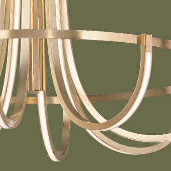 Captivating Euroluce Parachute Suspension Lamp crafted in warm golden polished metal with gently curved bands forming an airy volume