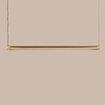 Distinguished Euroluce Trama suspension lamp crafted in Italy with warm gold-toned metal and a smooth satin finish delivers ambient light