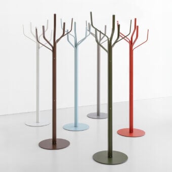 Distinguished Lapalma Albero coat stand resembling tree branches with sleek metal construction and smooth matte red finish