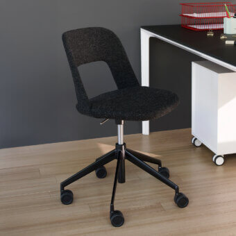 Elegant Lapalma Arco office chair with dark gray fabric upholstery and sandblasted aluminum base crafted for mobility