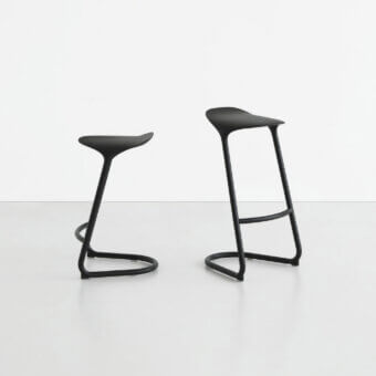 Superior Lapalma Cross stool in dark gray recyclable metal and polyurethane with a matte finish