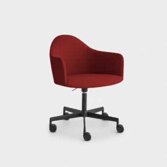 Lavish Lapalma Edit Office armchair upholstered in reddish-brown textile with a matte black swivel aluminium base