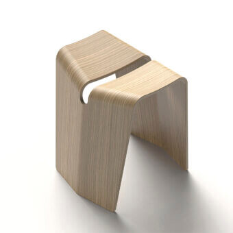 Exceptional Lapalma Kami stool crafted from layered plywood with warm beige tones and a satin finish